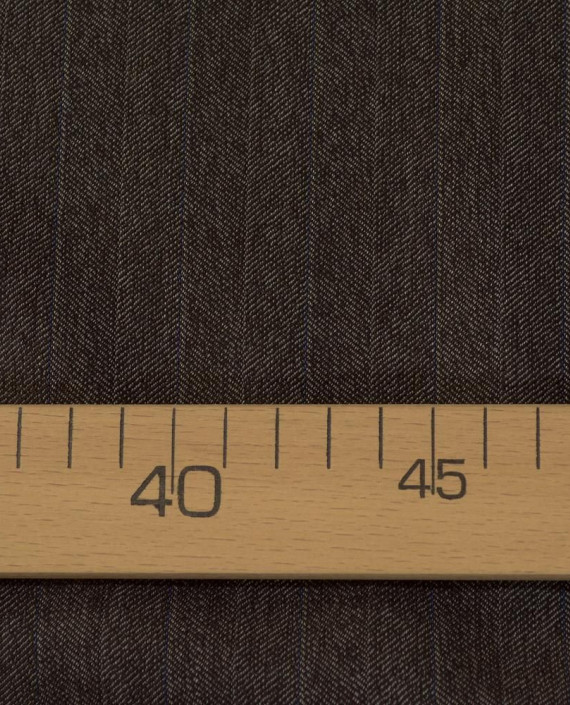 Ткань Шерсть Костюмная 2104 цвет коричневый полоска картинка 1