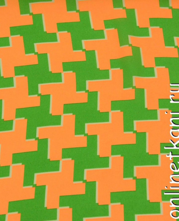 Ткань Креп-Шифон Набивной 0183 цвет зеленый гусиная лапка картинка