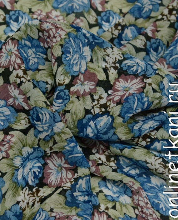 Ткань Шифон Набивной 0184 цвет разноцветный цветочный картинка 2