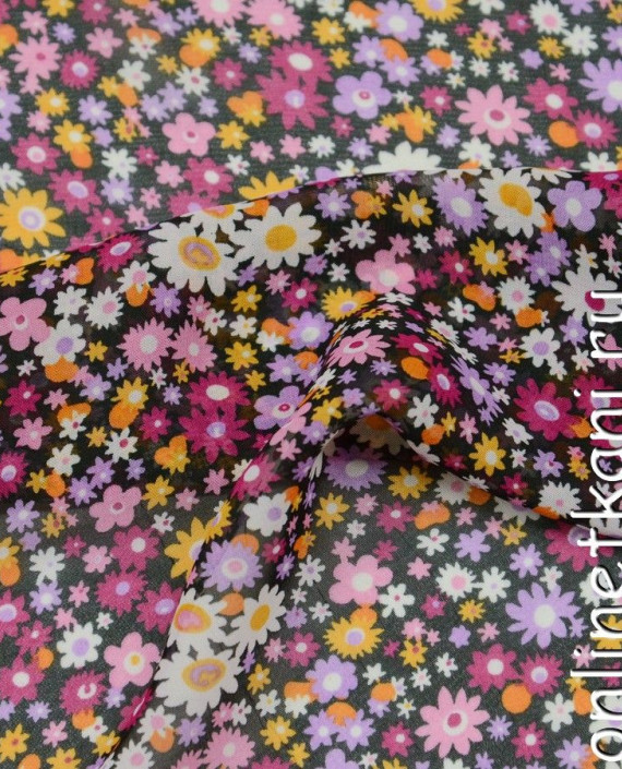 Ткань Шифон Набивной 0191 цвет разноцветный цветочный картинка 2
