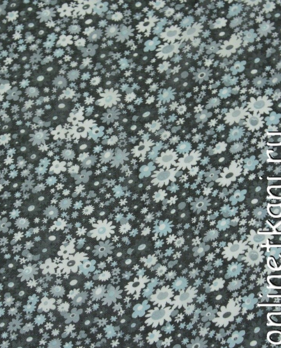 Ткань Шифон Набивной 0192 цвет серый цветочный картинка