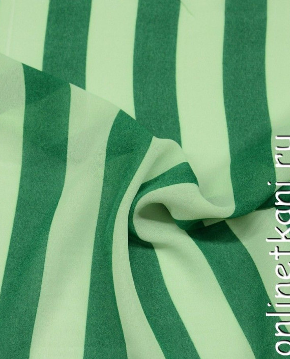 Ткань Шифон Набивной 0201 цвет зеленый в полоску картинка 1