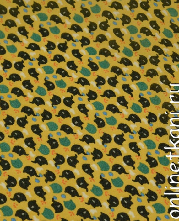 Последний отрез-3м Ткань Креп-Шифон Набивной  10211 цвет желтый абстрактный картинка
