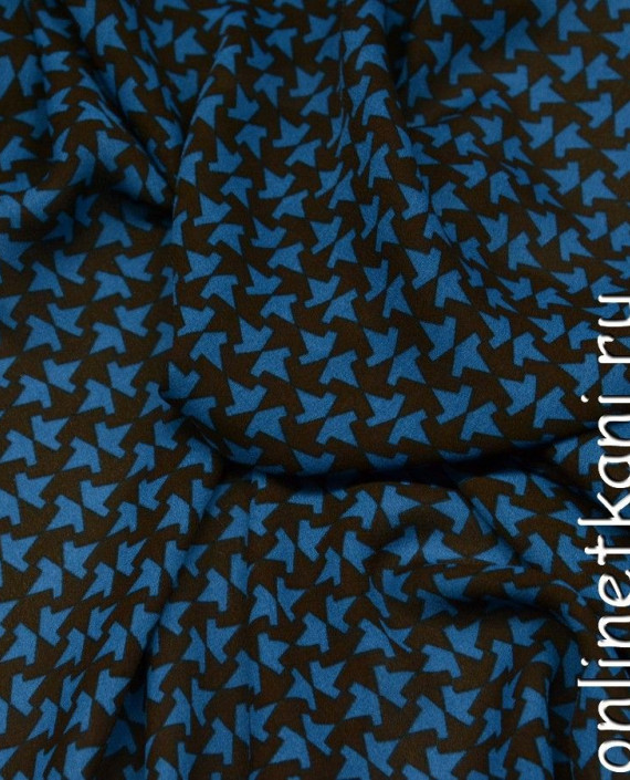 Ткань Шифон Набивной 0223 цвет синий геометрический картинка 1