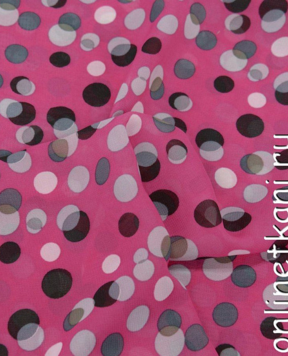 Последний отрез-3м Ткань Шифон Набивной 10228 цвет розовый геометрический картинка 1