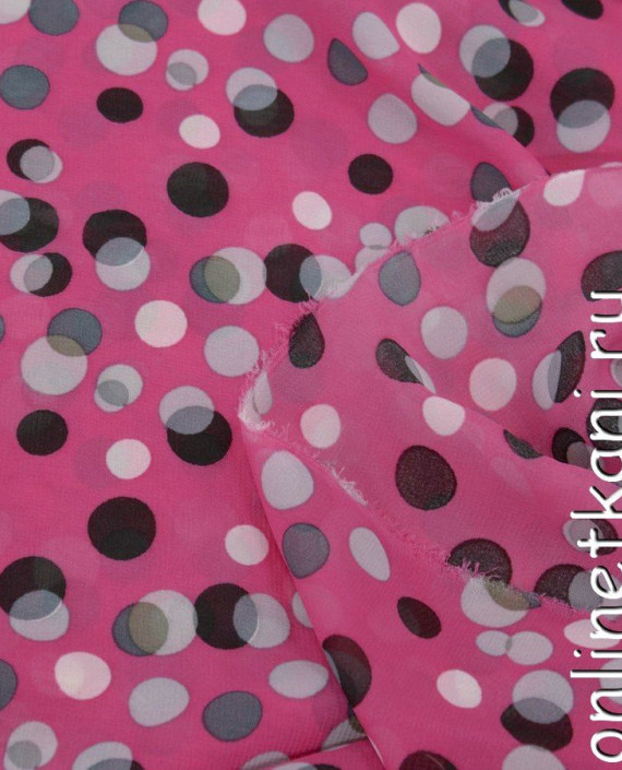 Последний отрез-3м Ткань Шифон Набивной 10228 цвет розовый геометрический картинка