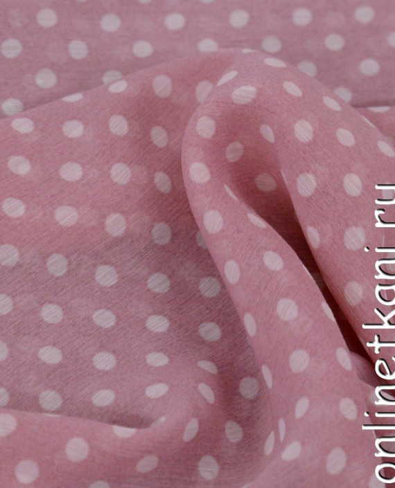 Ткань Шифон Набивной 0230 цвет розовый в горошек картинка 2