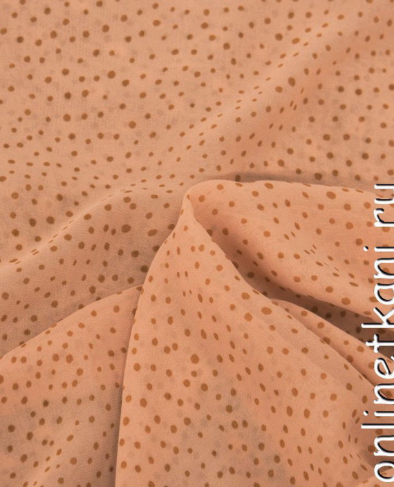 Ткань Шифон Набивной 0233 цвет оранжевый в горошек картинка 1