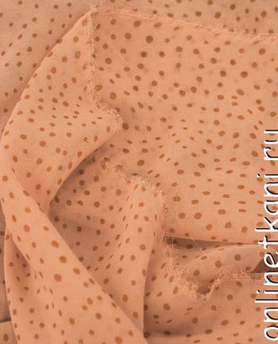 Ткань Шифон Набивной 0233 цвет оранжевый в горошек картинка