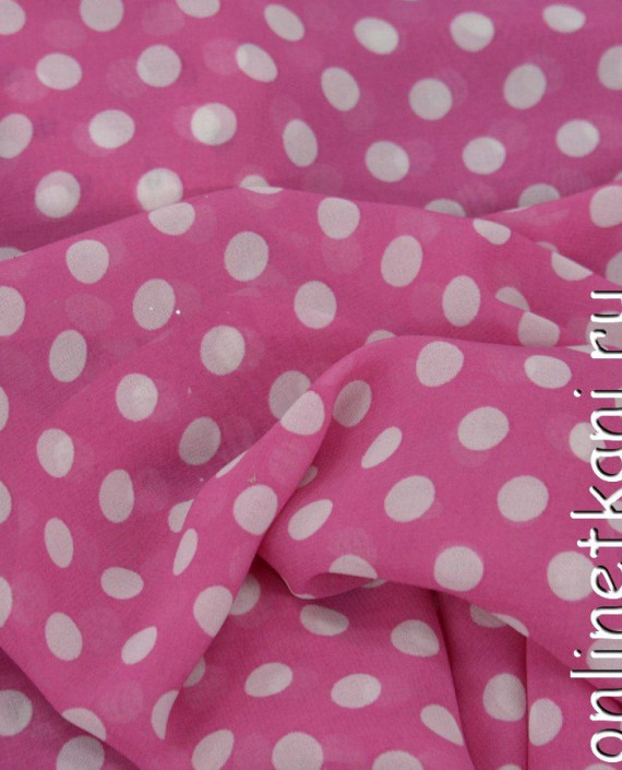 Ткань Шифон Набивной 0241 цвет розовый в горошек картинка 1