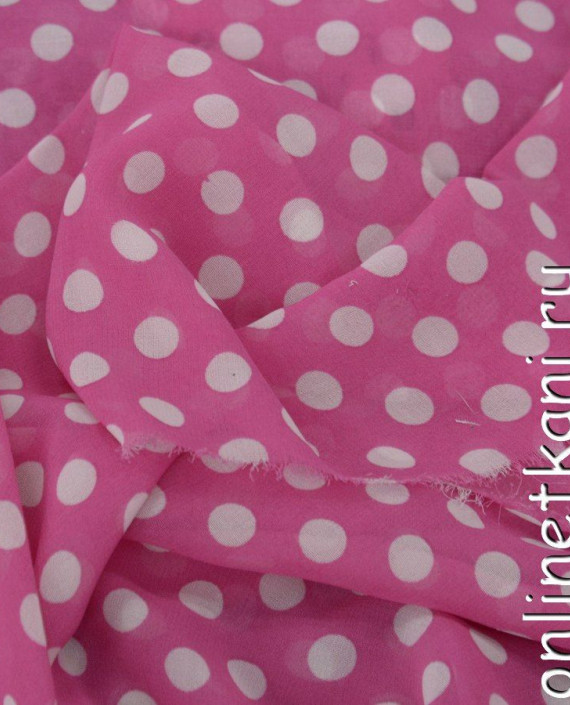 Ткань Шифон Набивной 0241 цвет розовый в горошек картинка
