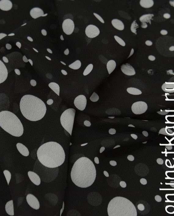 Ткань Шифон Набивной 0249 цвет черный в горошек картинка