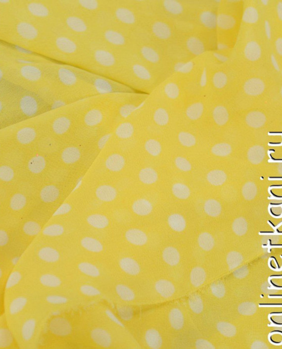 Ткань Шифон Набивной 0252 цвет желтый в горошек картинка 2