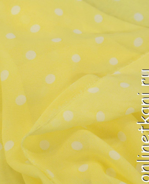 Ткань Шифон Набивной 0256 цвет желтый в горошек картинка