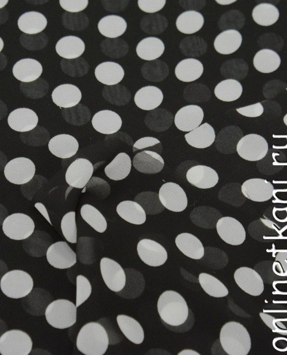 Ткань Шифон Набивной 0257 цвет черный в горошек картинка