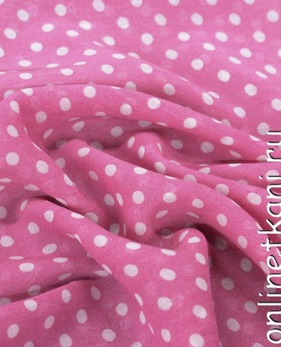 Ткань Шифон Набивной 0261 цвет розовый в горошек картинка