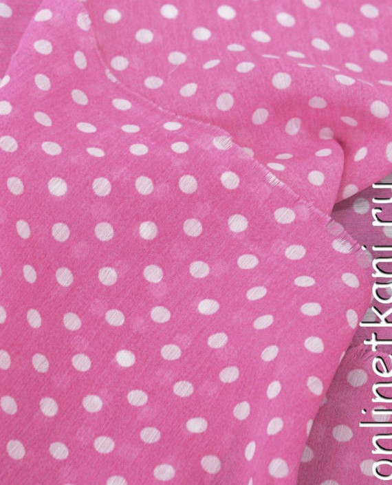 Ткань Шифон Набивной 0261 цвет розовый в горошек картинка 2