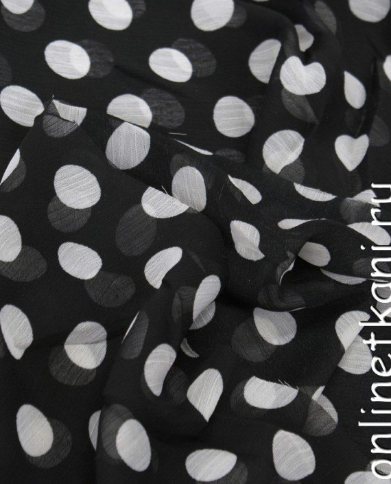 Ткань Шифон Набивной 0263 цвет черный в горошек картинка