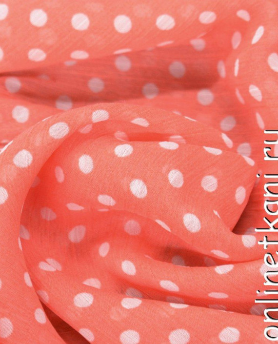 Ткань Шифон Набивной 0266 цвет розовый в горошек картинка 2