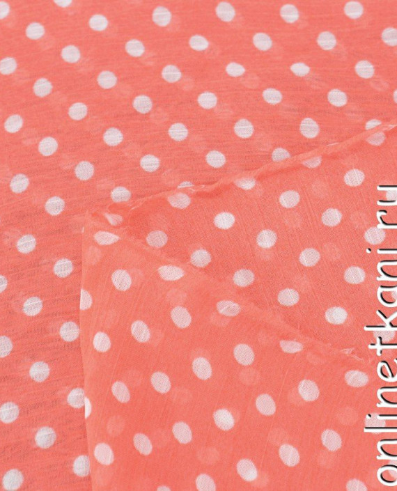 Ткань Шифон Набивной 0266 цвет розовый в горошек картинка