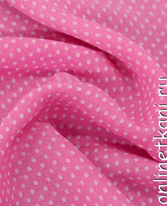 Ткань Шифон Набивной 0272 цвет розовый в горошек картинка 1