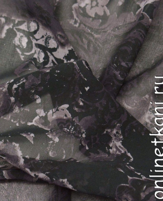 Ткань Шифон Набивной 0291 цвет серый абстрактный картинка 2