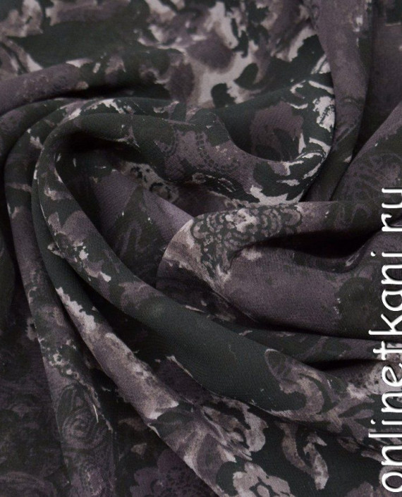 Ткань Шифон Набивной 0291 цвет серый абстрактный картинка