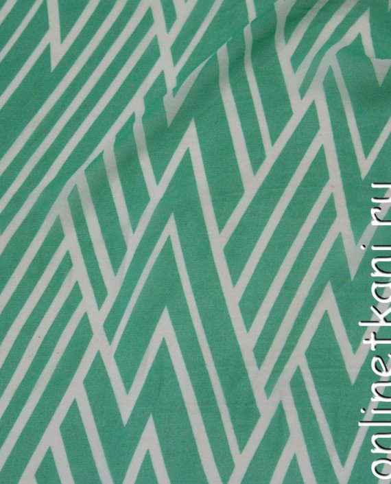 Ткань Шифон Набивной 0292 цвет зеленый геометрический картинка 2