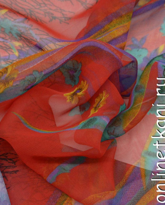 Ткань Шифон Набивной 0306 цвет разноцветный абстрактный картинка