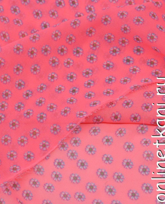 Ткань Шифон Набивной 0316 цвет розовый цветочный картинка