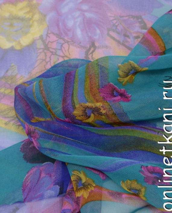Ткань Шифон Набивной 0321 цвет разноцветный абстрактный картинка 1