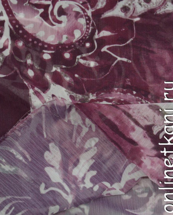 Ткань Шифон Набивной 0324 цвет бордовый абстрактный картинка