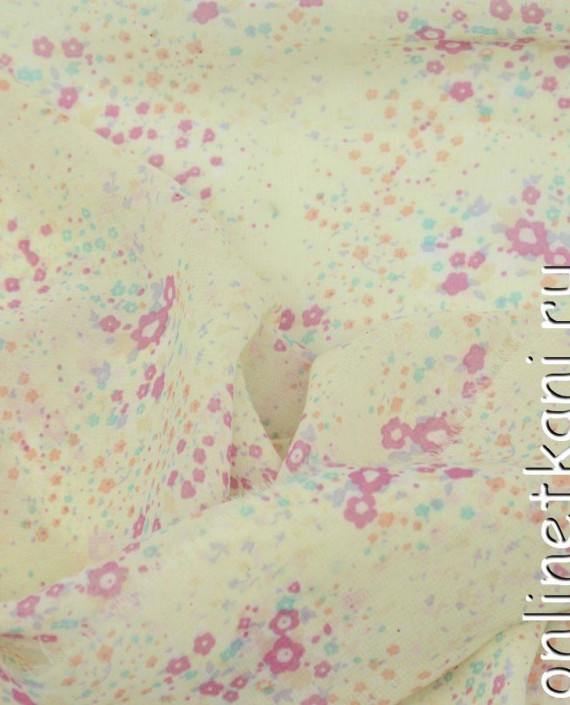 Ткань Шифон Набивной 0325 цвет айвори цветочный картинка