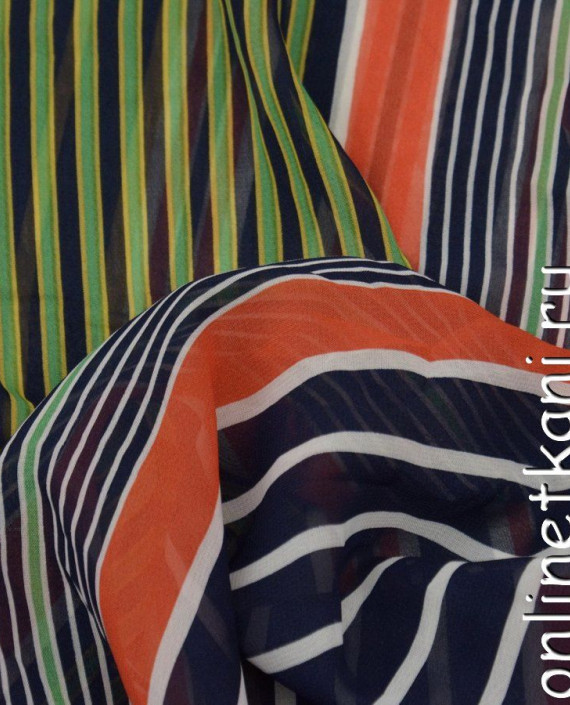Ткань Шифон Набивной 0326 цвет разноцветный в полоску картинка