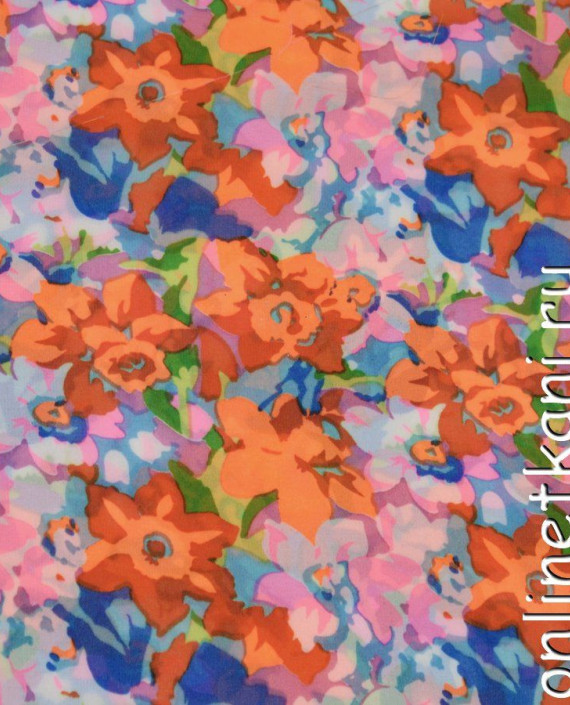 Ткань Шифон Набивной 0327 цвет разноцветный цветочный картинка 2