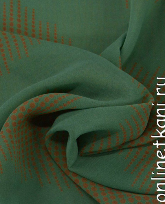 Ткань Шифон Набивной 0329 цвет зеленый геометрический картинка