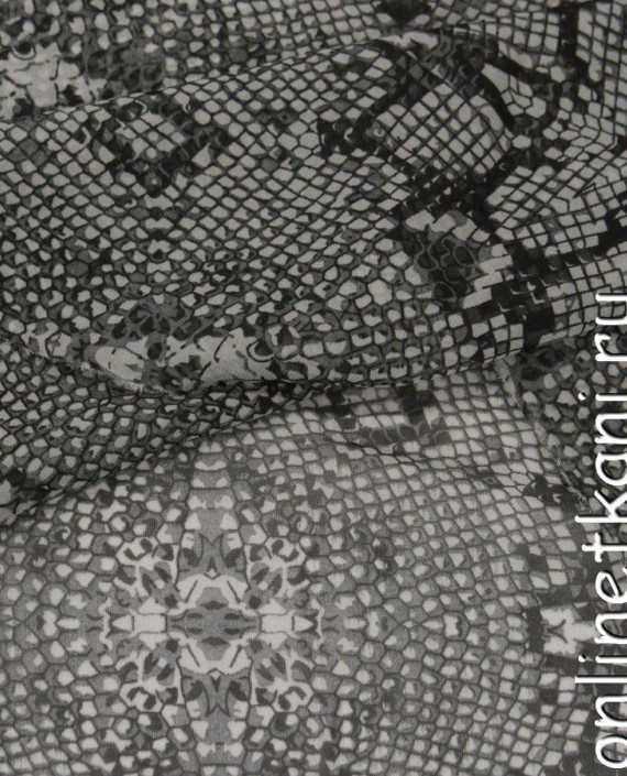 Ткань Шифон Набивной 0340 цвет серый абстрактный картинка