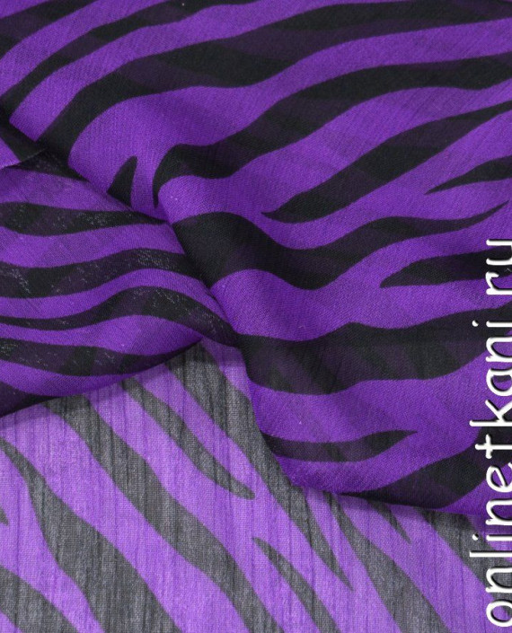 Ткань Шифон Набивной 0344 цвет фиолетовый анималистический картинка 2
