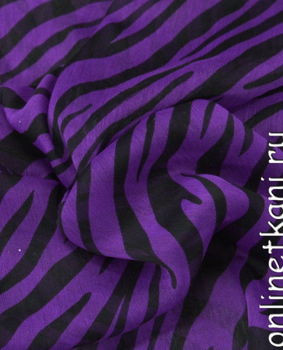 Ткань Шифон Набивной 0344 цвет фиолетовый анималистический картинка