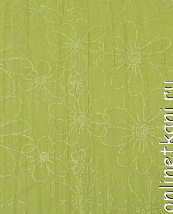 Ткань Шифон Набивной 0350 цвет зеленый цветочный картинка 1