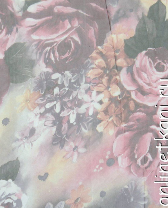 Ткань Шифон Набивной 0352 цвет разноцветный цветочный картинка 2