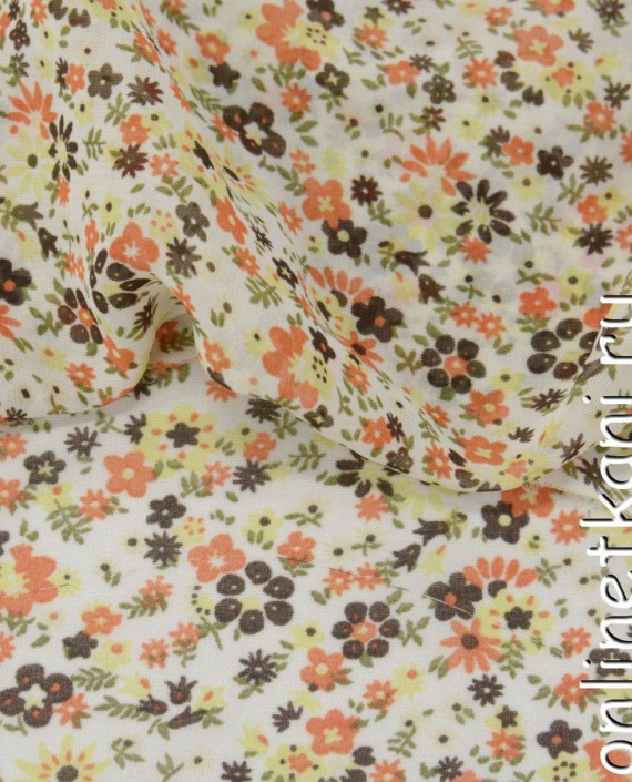 Ткань Шифон Набивной 0355 цвет айвори цветочный картинка