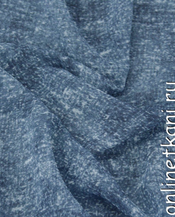 Ткань Шифон Набивной 0359 цвет синий абстрактный картинка 1