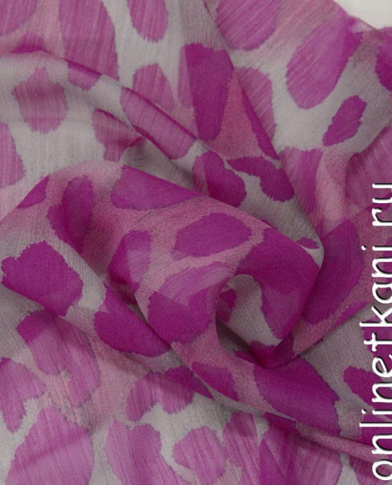 Ткань Шифон Набивной 0363 цвет сиреневый леопардовый картинка 1