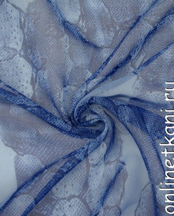 Ткань Шифон Набивной 0398 цвет синий анималистический картинка