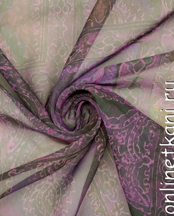 Ткань Шифон Набивной 0396 цвет фиолетовый абстрактный картинка