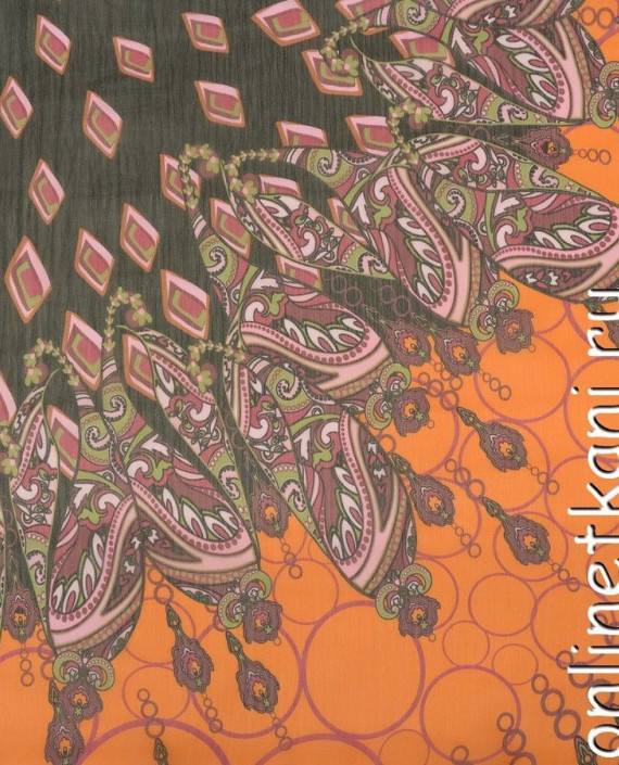 Ткань Шифон Набивной 0391 цвет оранжевый абстрактный картинка