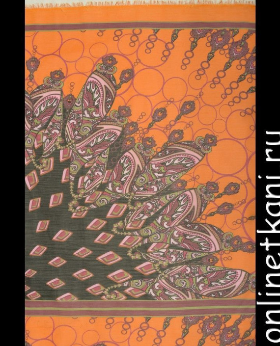 Ткань Шифон Набивной 0391 цвет оранжевый абстрактный картинка 1