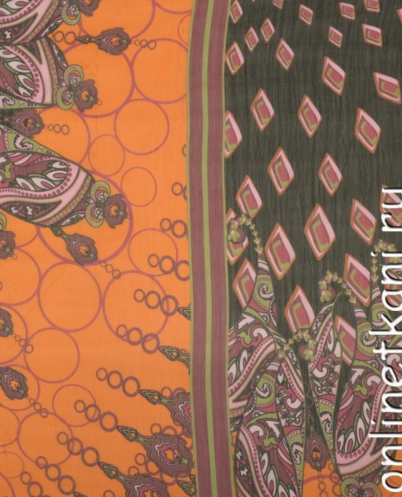 Ткань Шифон Набивной 0391 цвет оранжевый абстрактный картинка 3