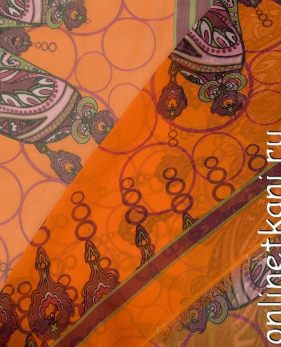Ткань Шифон Набивной 0391 цвет оранжевый абстрактный картинка 4